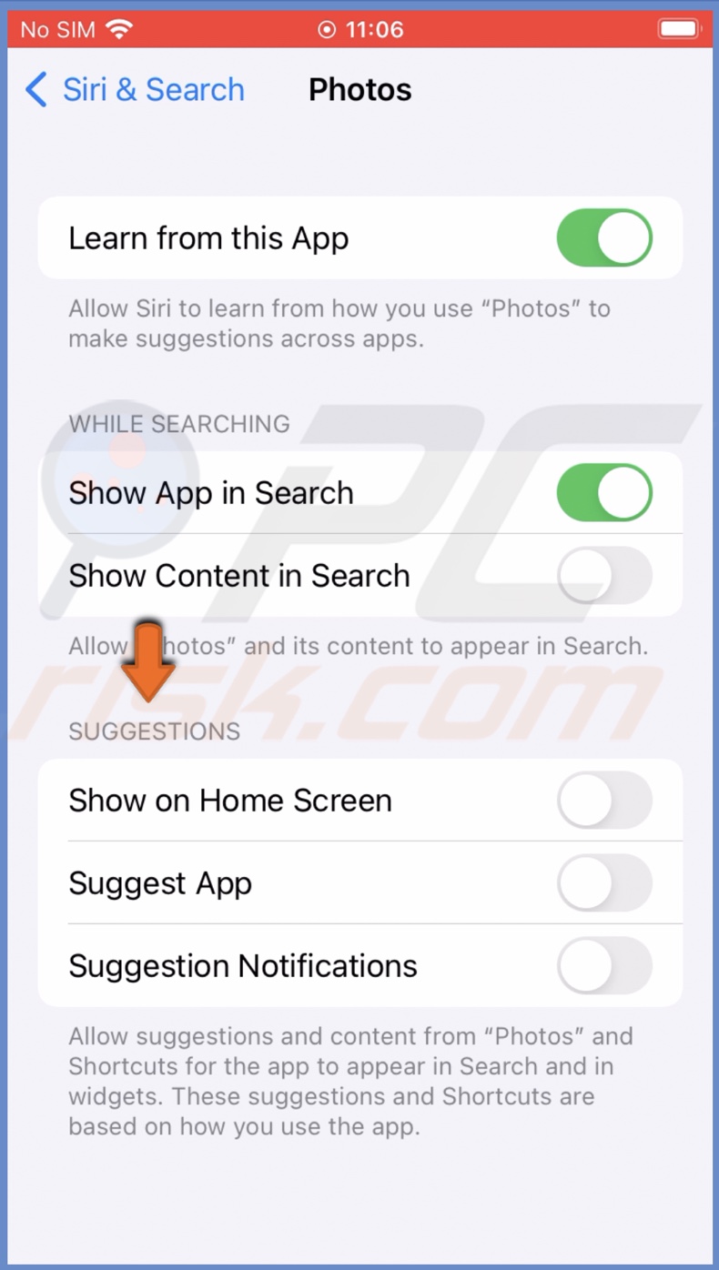 Disable suggestions