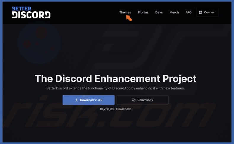 Select Themes on the BetterDiscord website