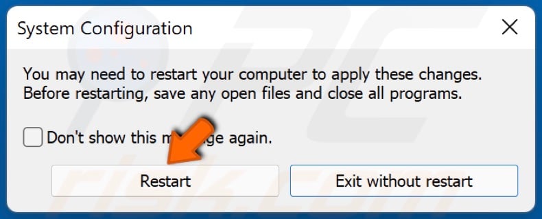 Click Restart when prompted