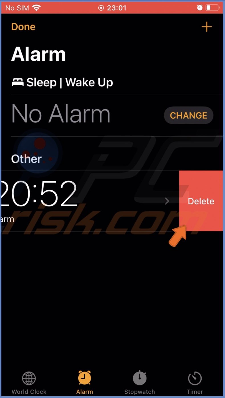 Delete the alarm