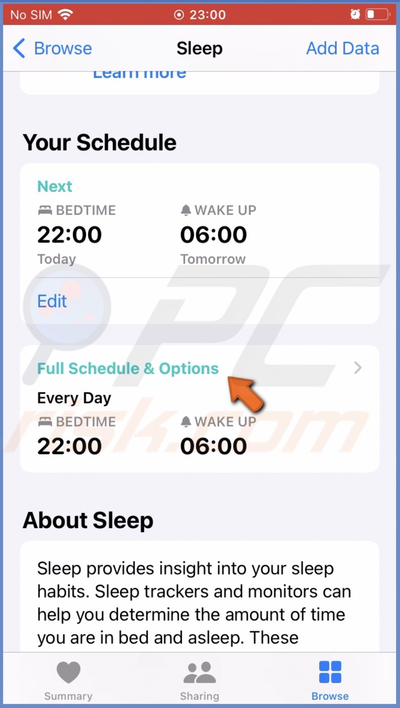 Tap on Full Schedule & Options