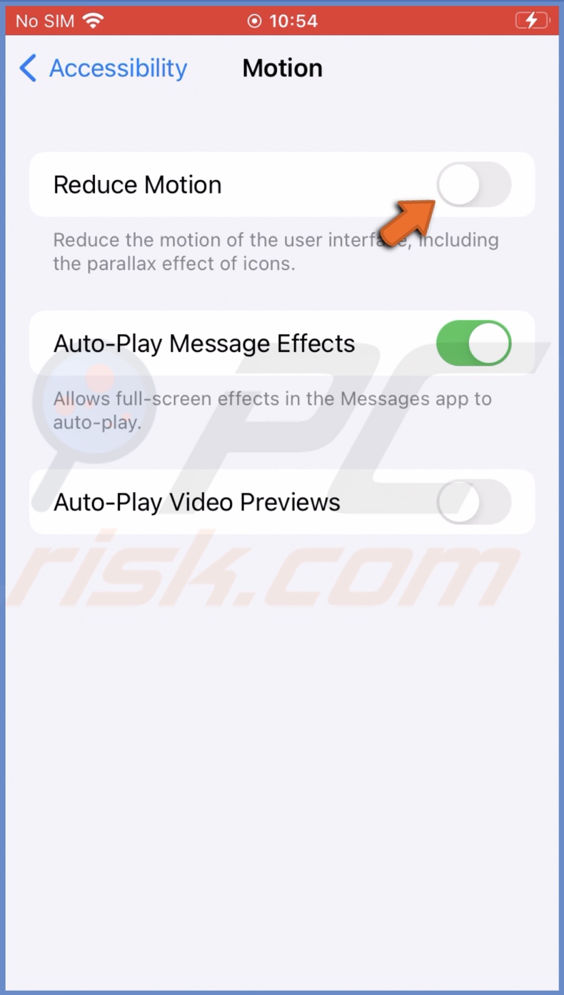 Enable or disable Reduce Motion feature