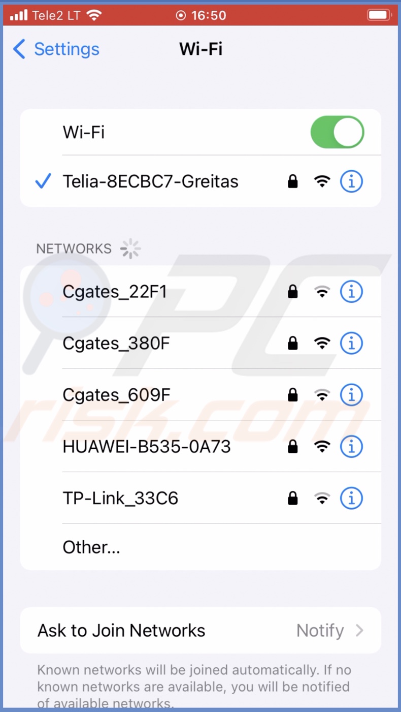 Connect to another Wi-Fi