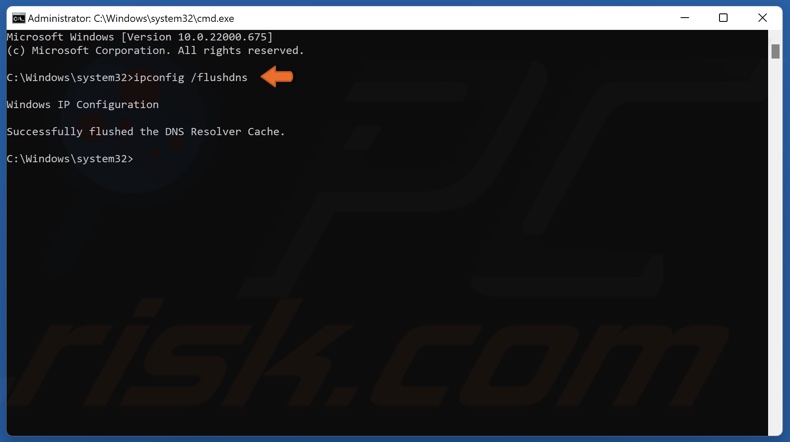 Type in ipconfig /flushdns in Command Prompt and press Enter