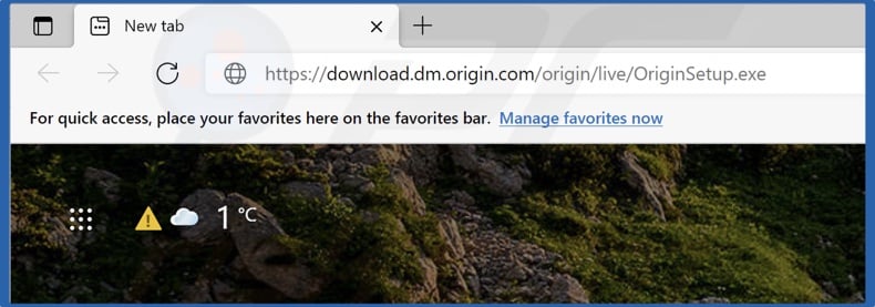 Enter the Origin standalone installer URL and hit Enter