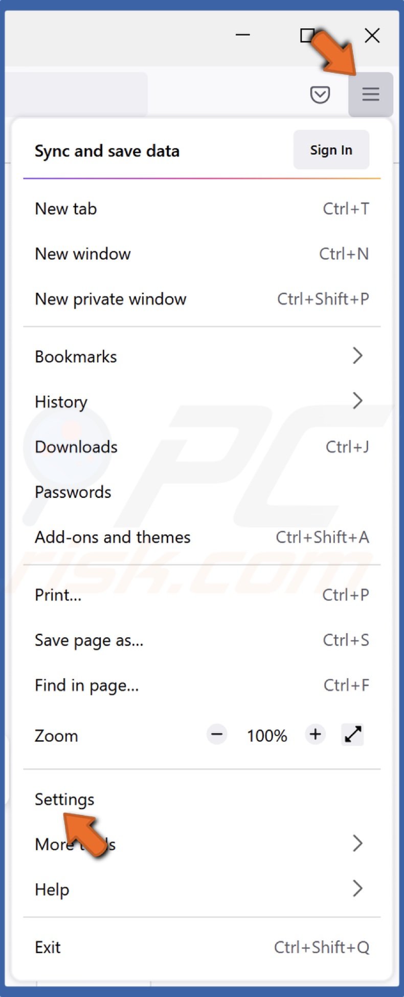 Open the menu and click Settings