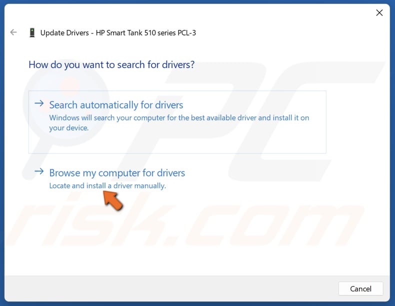 Select Browse my computer for drivers
