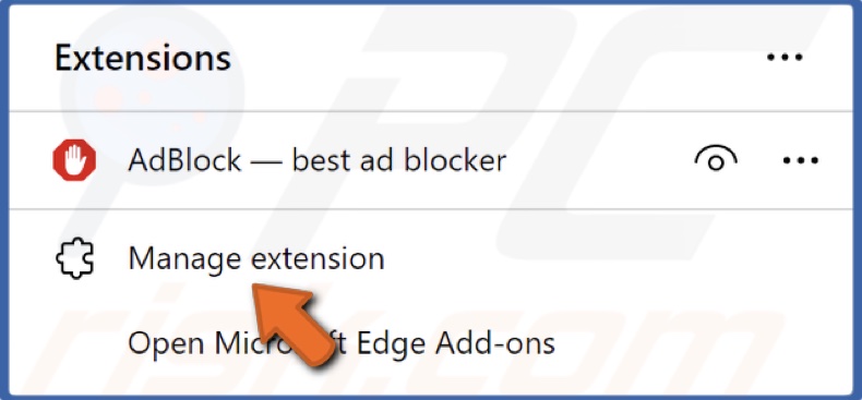 Click Manage extension