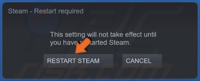 Click Restart Steam