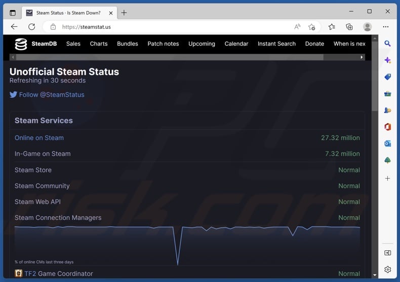 Check Steam server status