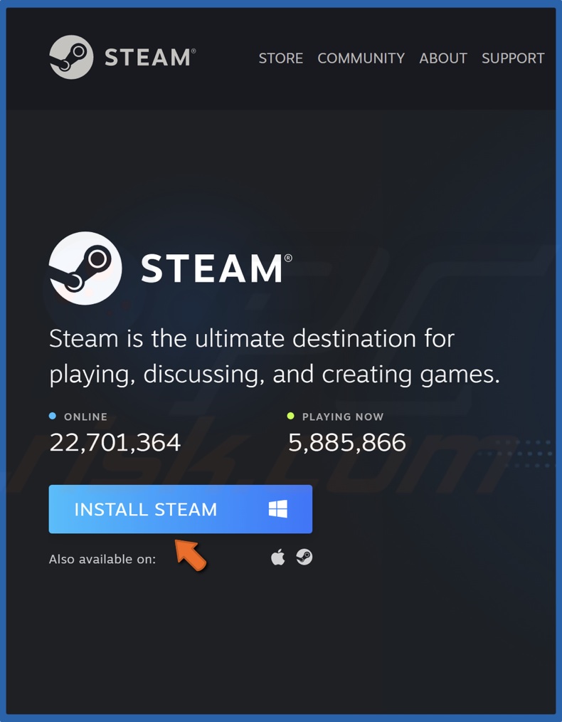 Click Install Steam when redirected to the next page