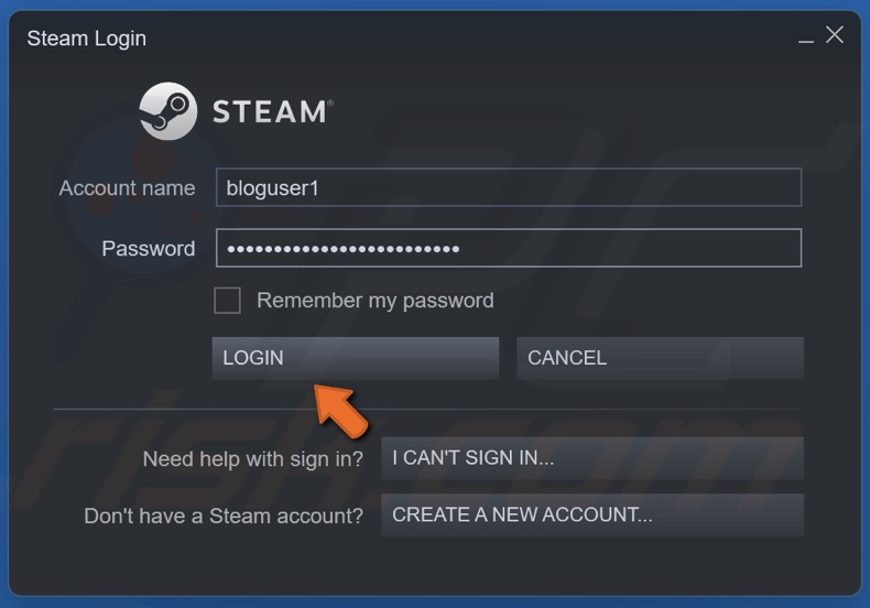 Enter your Steam login credentials and click Login