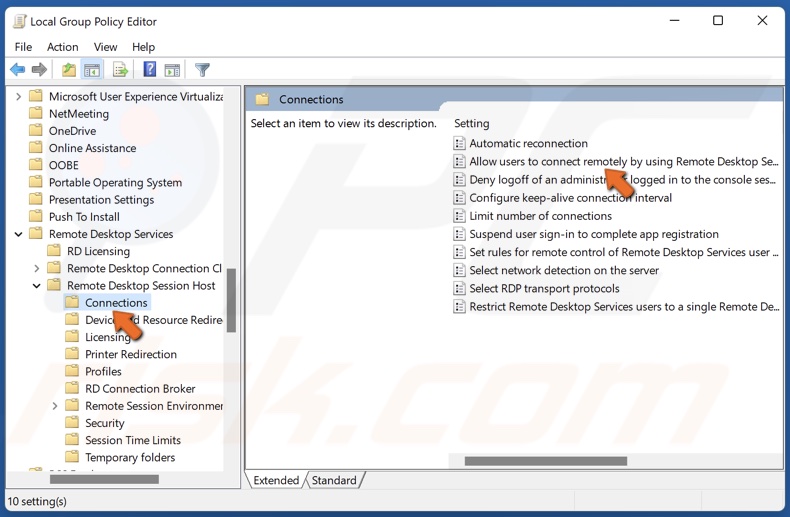 Enable the Allow all users to connect remotely by using Remote Desktop Services option