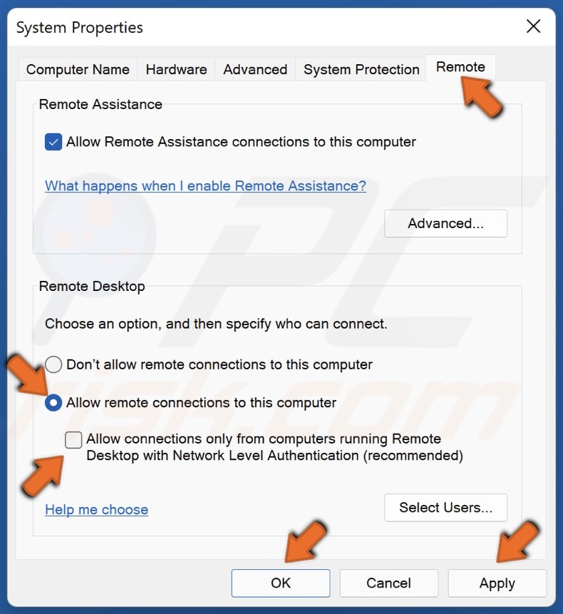 Tick Allow remote connections to this computer