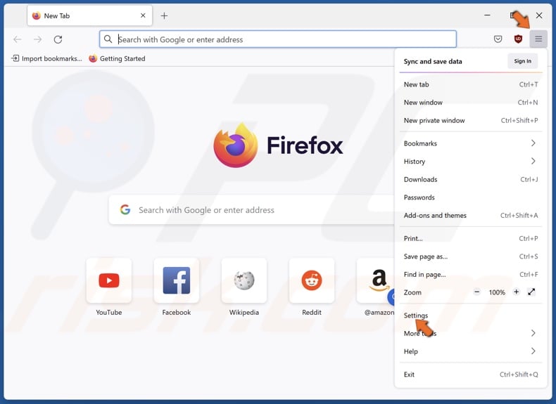 Open the Firefox menu and select Settings