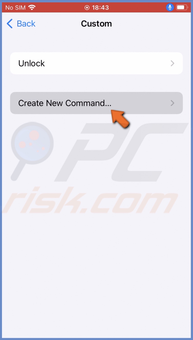 Tap on Create new command