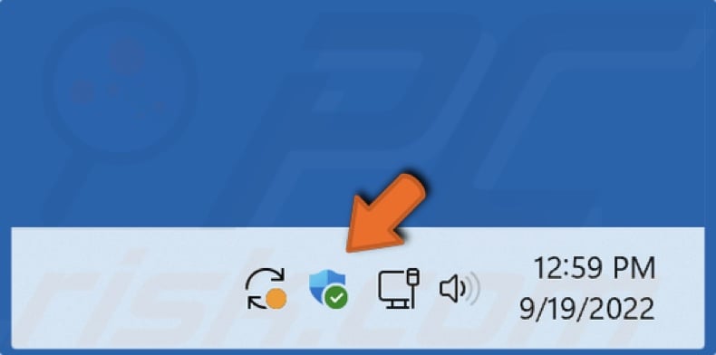 Click the Microsoft Security icon in the taskbar