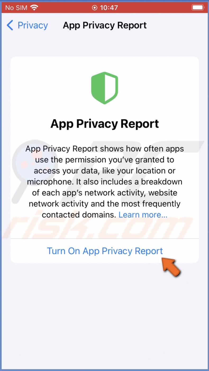 Enable App Privacy Report