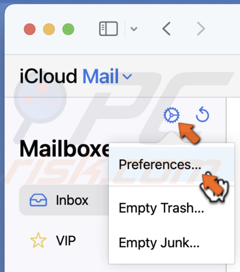 Go to Mail Preferences on iCloud