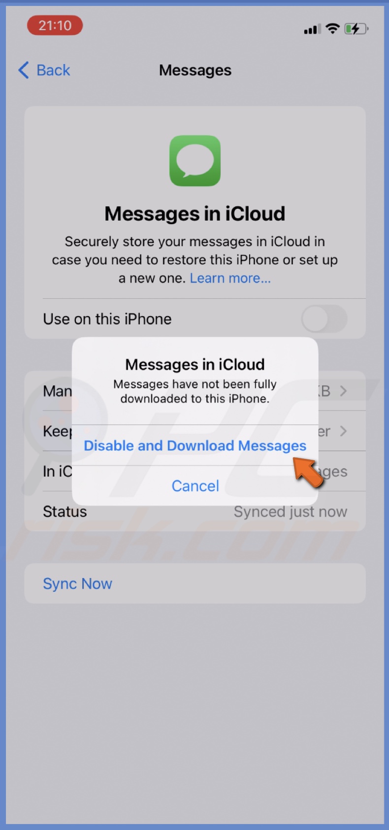 Disable and Download Messages