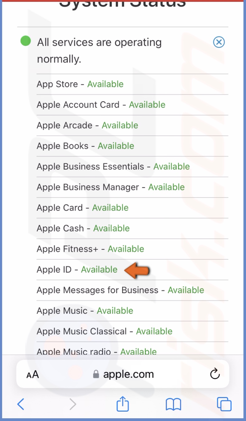 Check Apple ID server