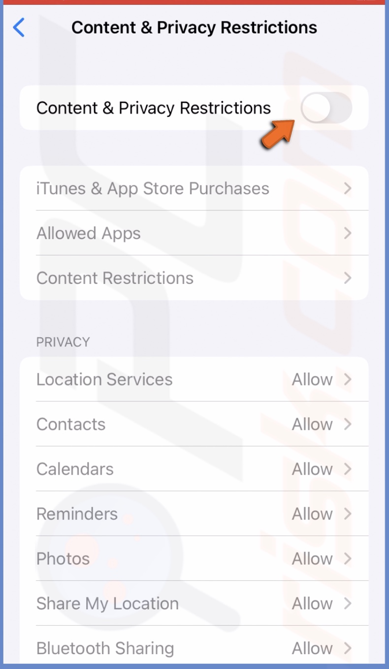 Turn off Content & Privacy Restrictions