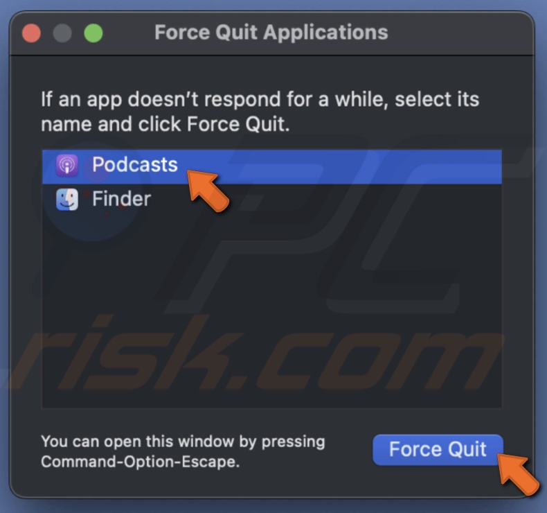 Force quit the Podcast app