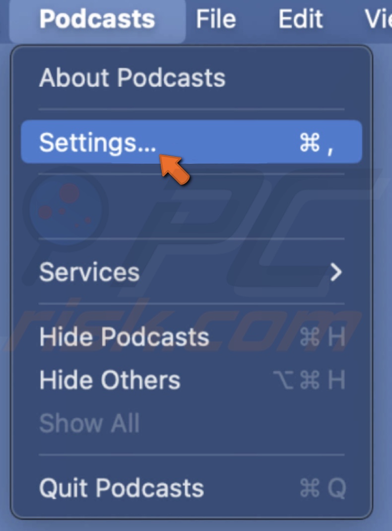 Go to Podcast settings