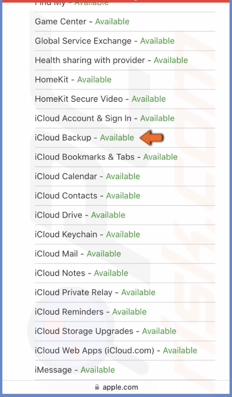 Check if iCloud Backup server is available
