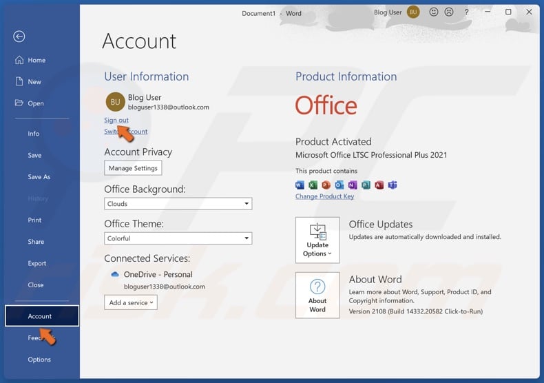 Select Account/Office Account