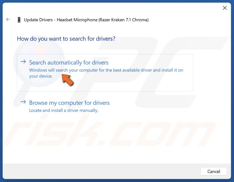 Click Search for drivers automatically