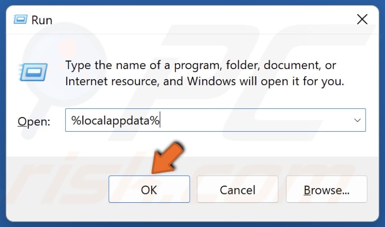 Type in %localappdata% in Run and click OK