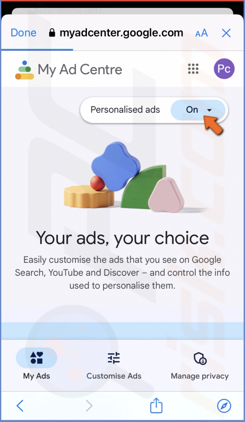 Tap on Personalized ads