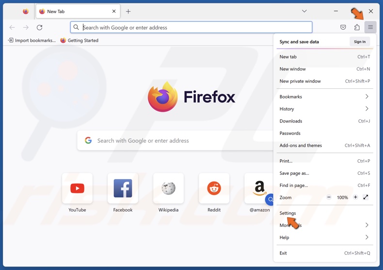 Open the Firefox menu and select Settings