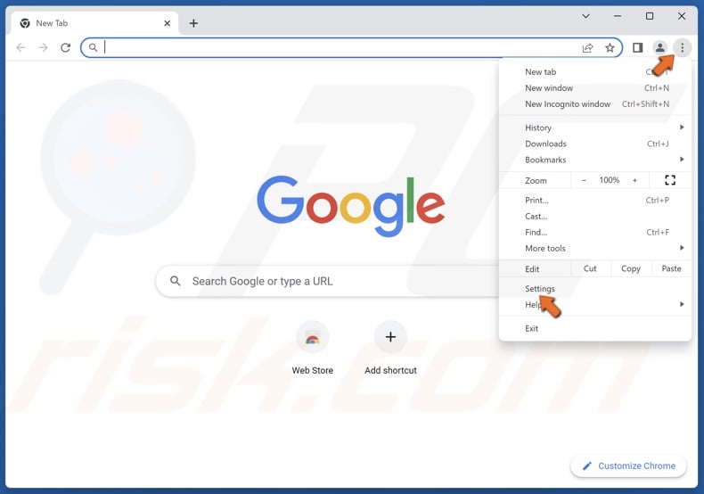 Open the Chrome menu and click Settings