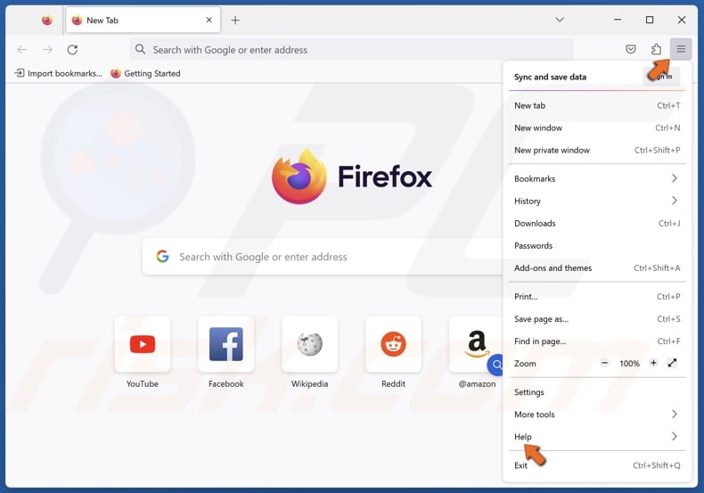 Open the Firefox menu and click Help