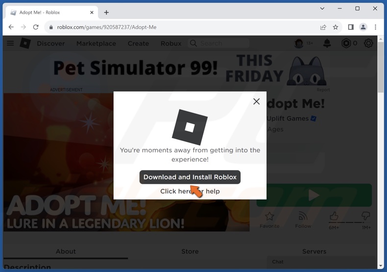 Click Download and Install Roblox
