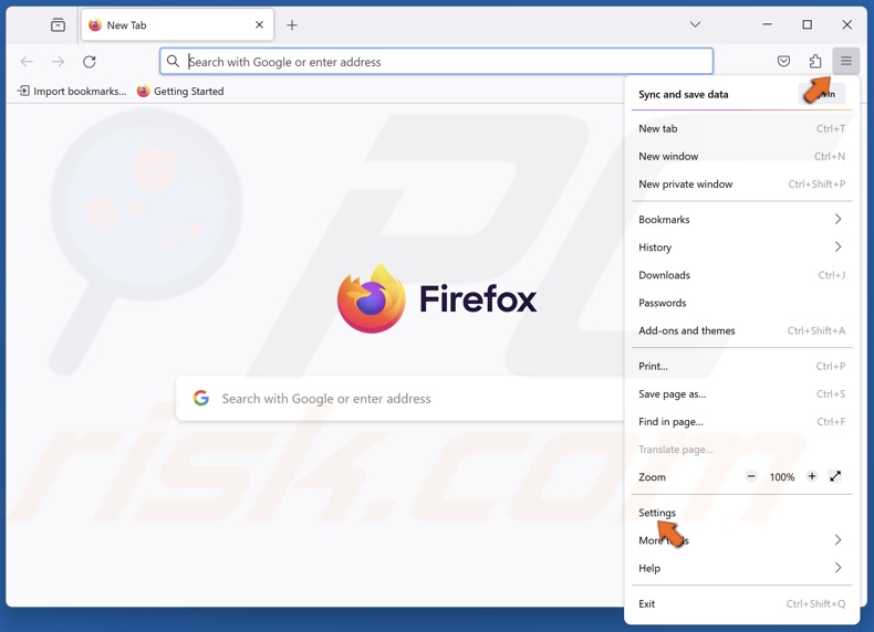 Open the Firefox menu and click Settings