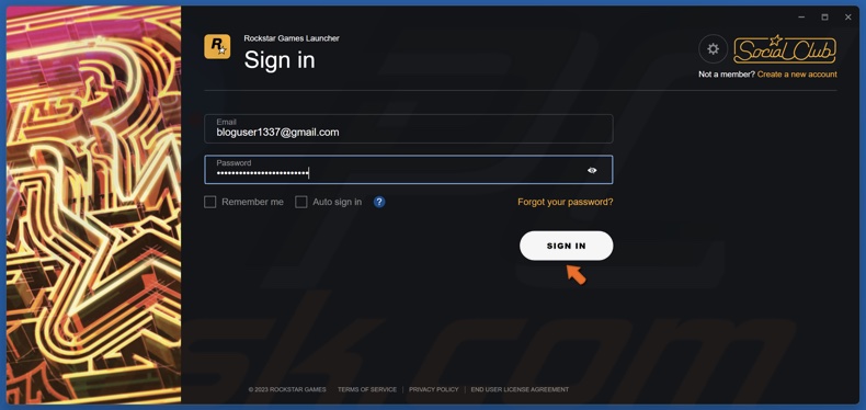 Enter your login credentials and click Sign In