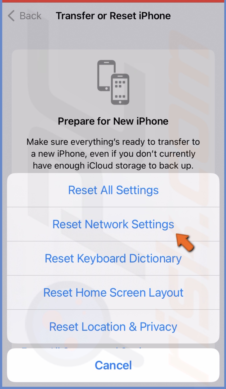 Select Reset Network Settings
