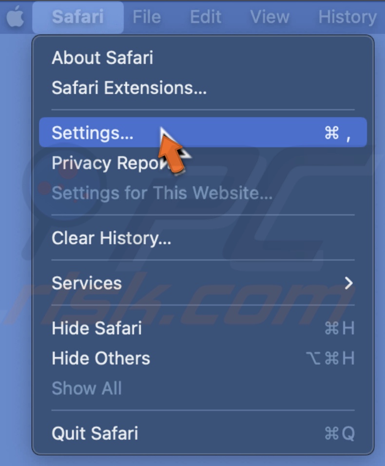 Go to Safari settings