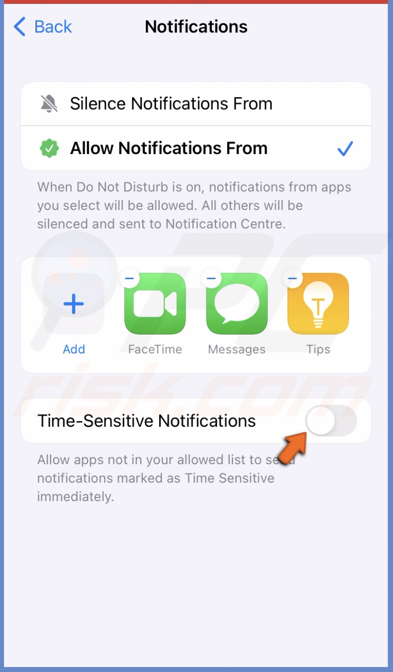 Disable time sensitive notifications