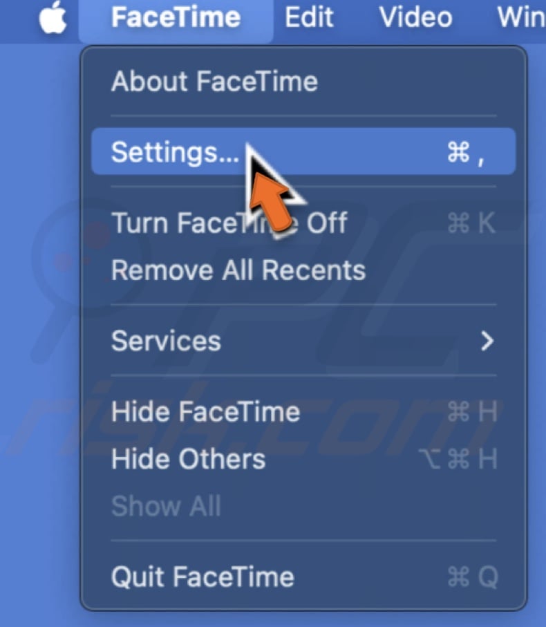 Go to Facetime settings