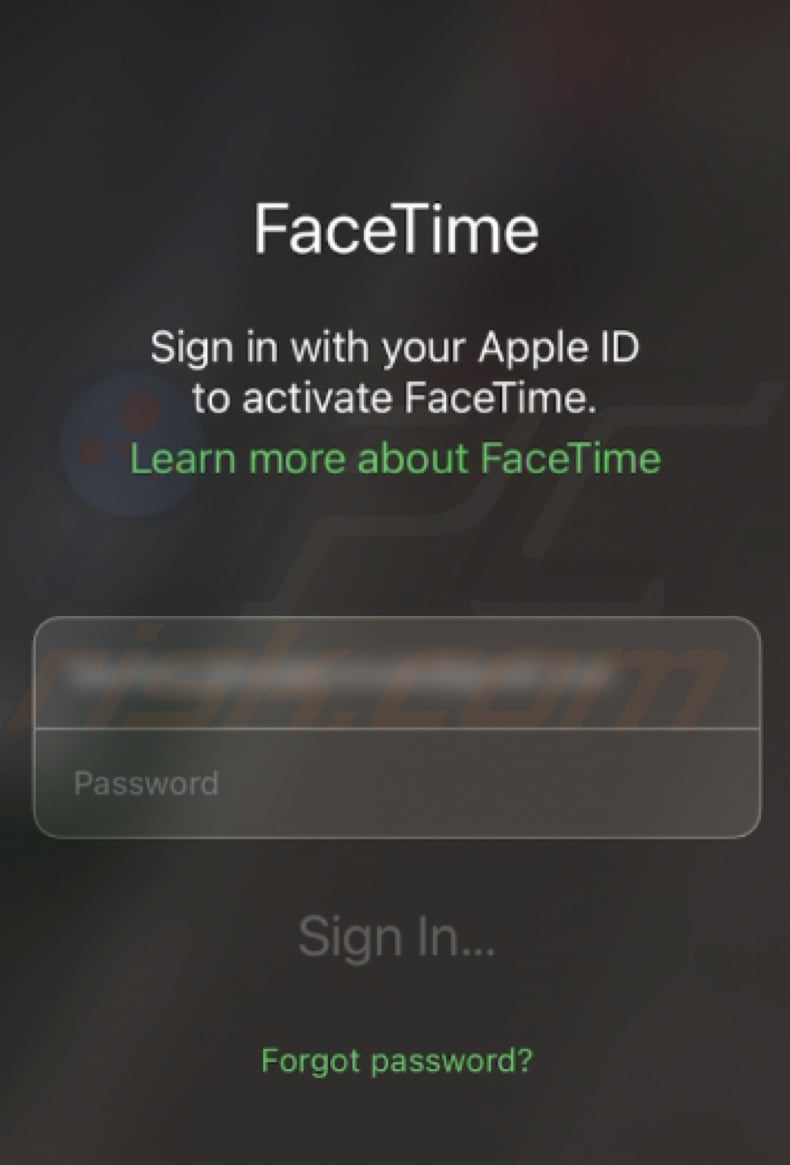 Sign in to FaceTime