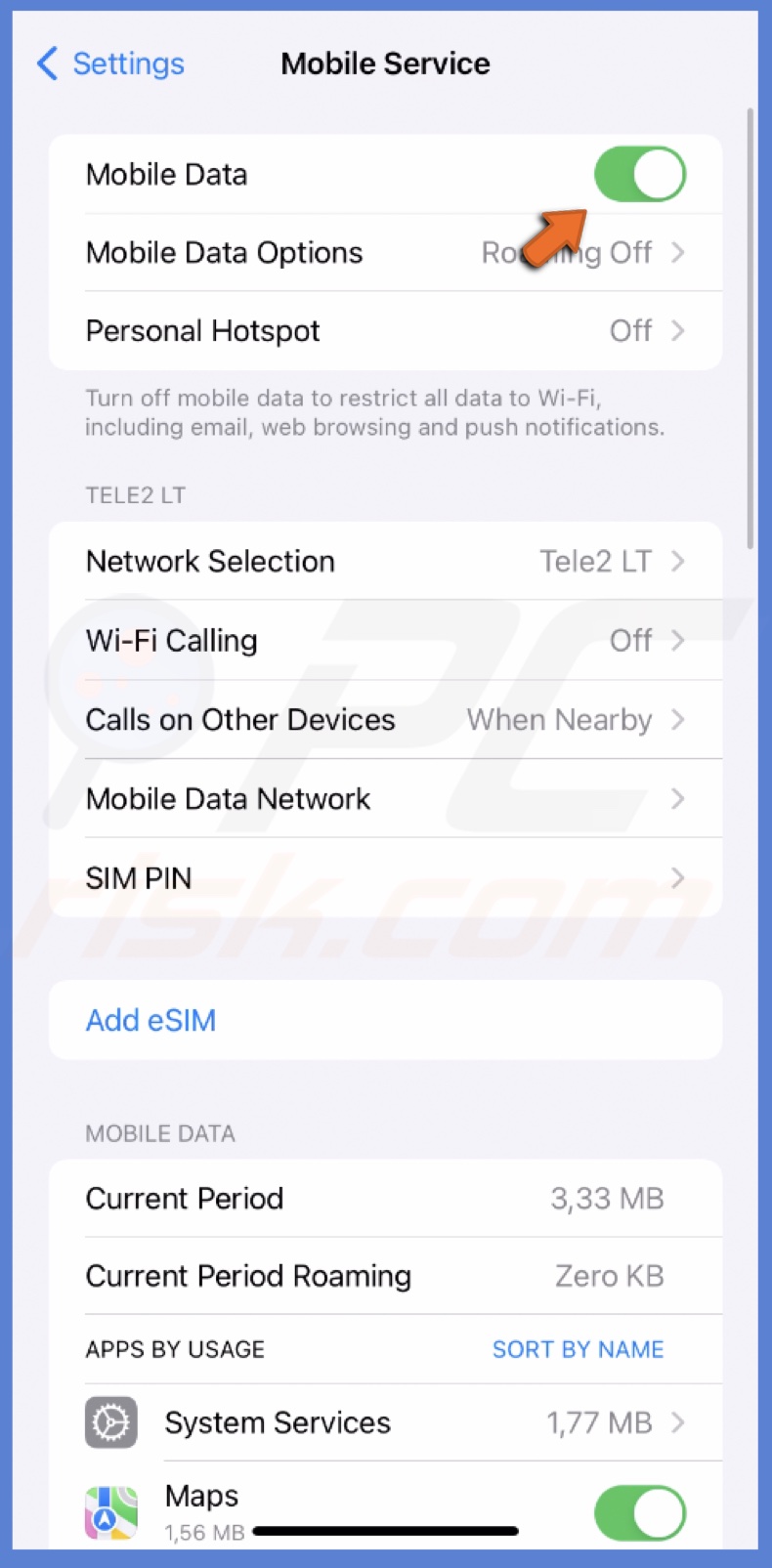 Enable Mobile Data