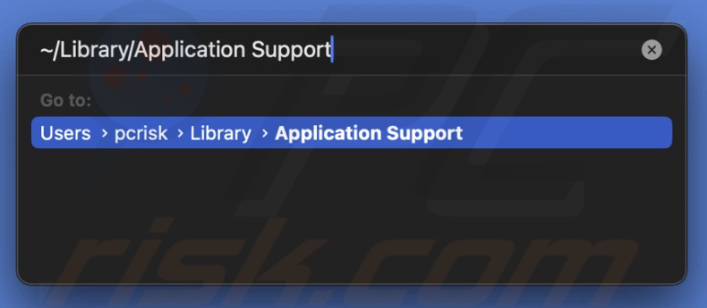 Go to application support folder