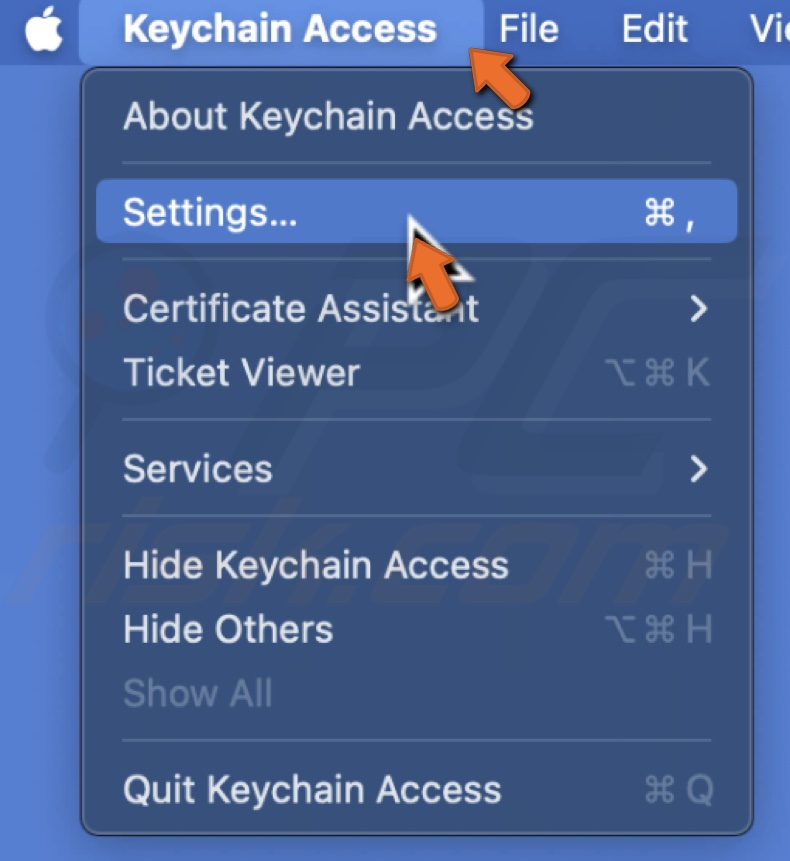 Open Keychain Access settings