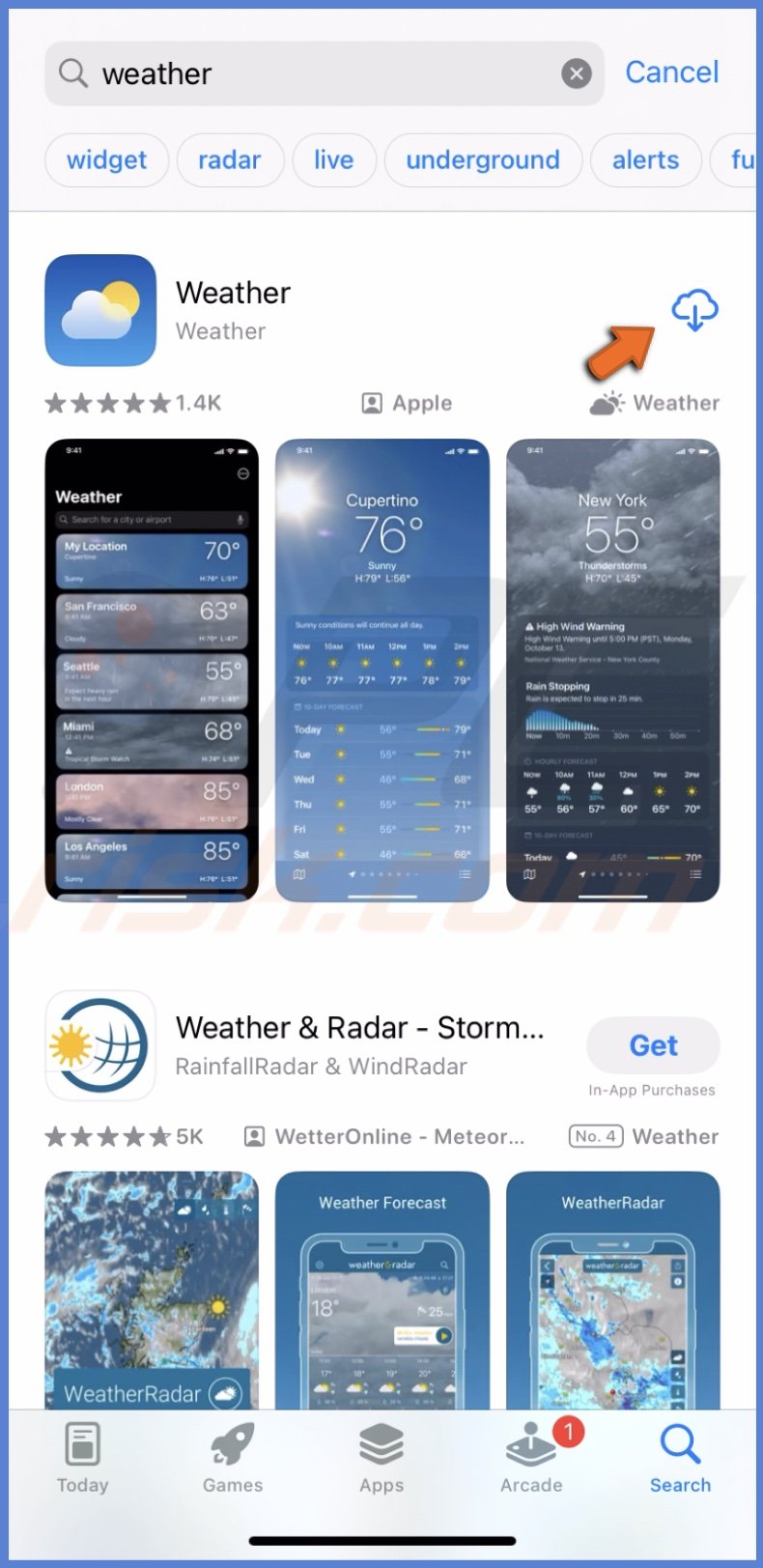 Re-download the Weather app