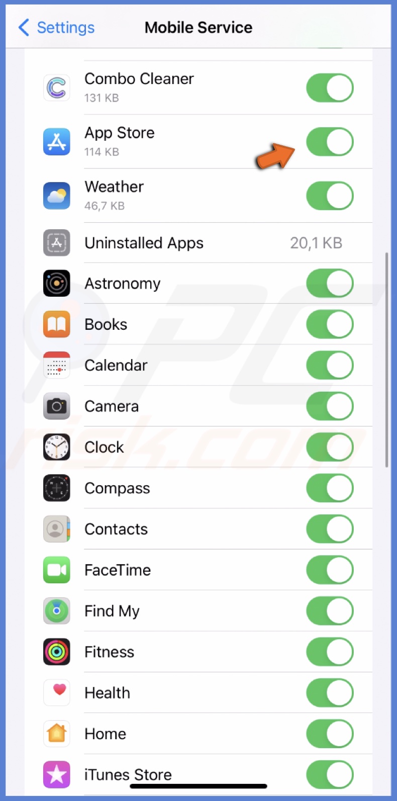 Allow cellular for App Store