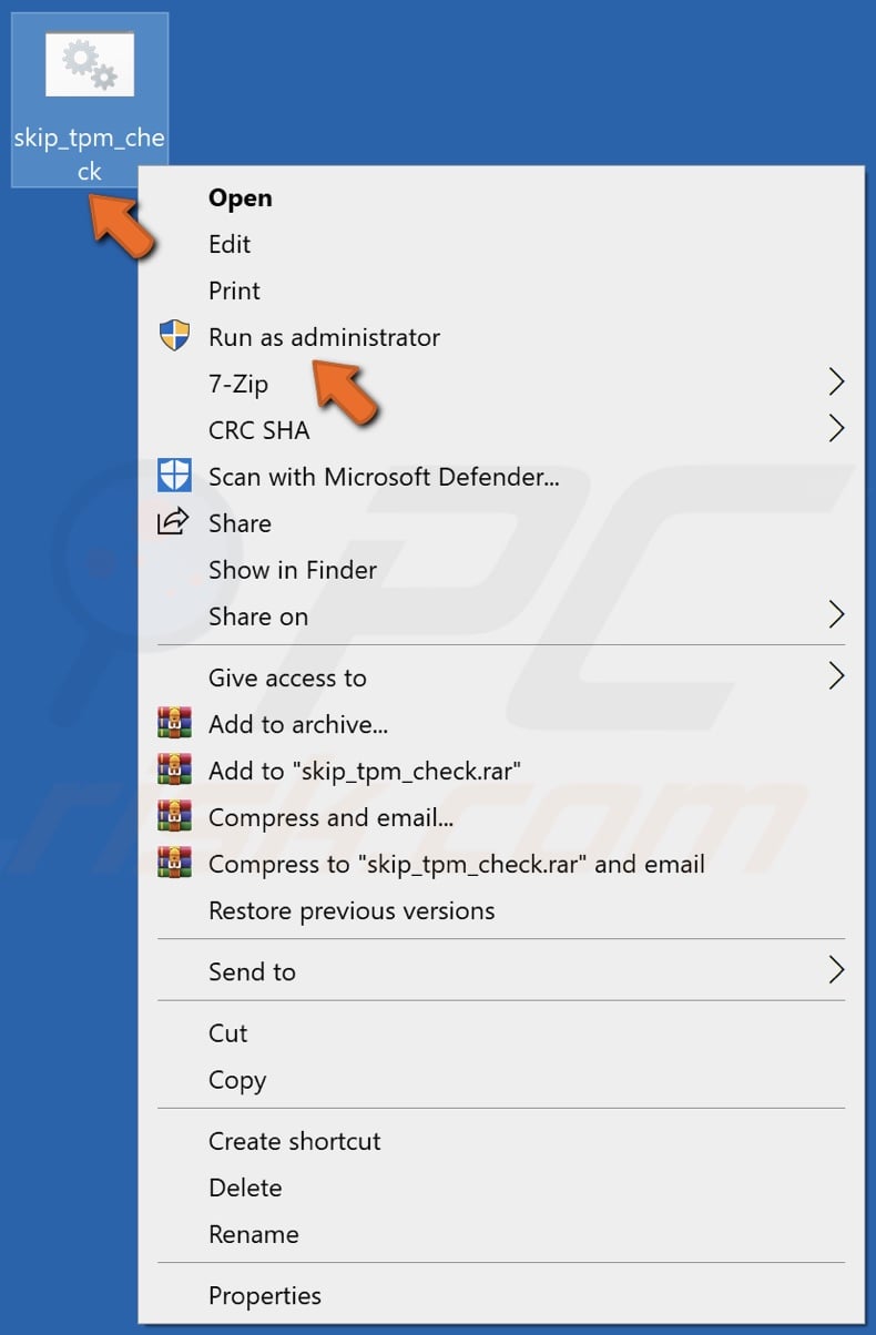 Right-click skip_tpm_check.cmd and click Run as administrator